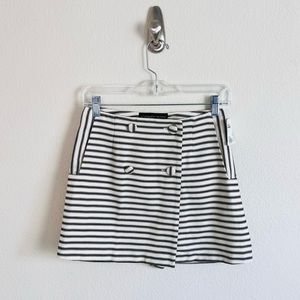 TOPSHOP Black & White Striped Button Suit Mini Skirt